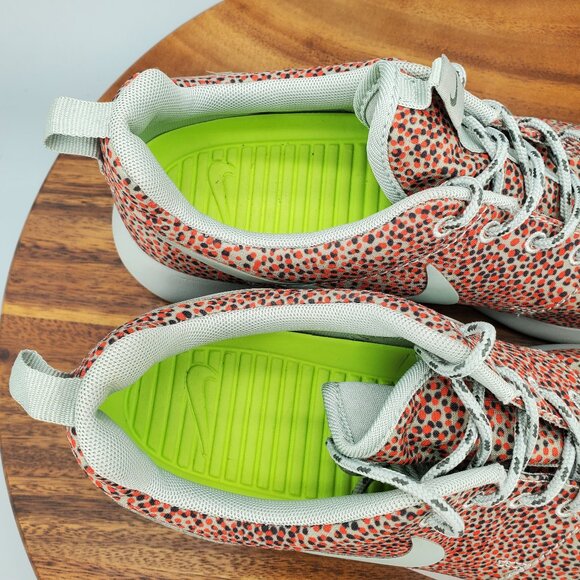 Nike Roshe Run Shoes Women's 8 Orange Cheetah Print Athletic Running Sneakers - Picture 7 of 9